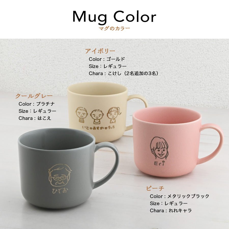 にがおえキャラ・マディ＊似顔絵マグカップ （ギフトBOX付き） コーヒーカップ 敬老の日 プレゼント 還暦祝い 誕生日 記念日 おしゃれ